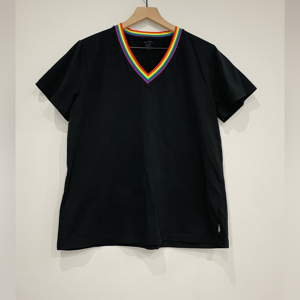 TomboyX Black Tee with Rainbow V-Neck
